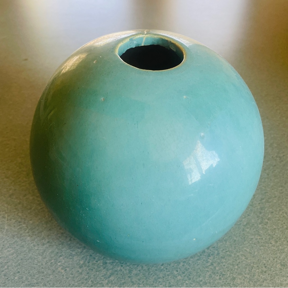 Vintage MCM Turquoise Orb Vase